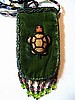 Olive green cell ph. holder w/ brown turtle